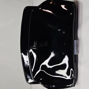 Dior Cosmetic Bag Trousseau Black Patent Leather Pouch/Clutch NWOT